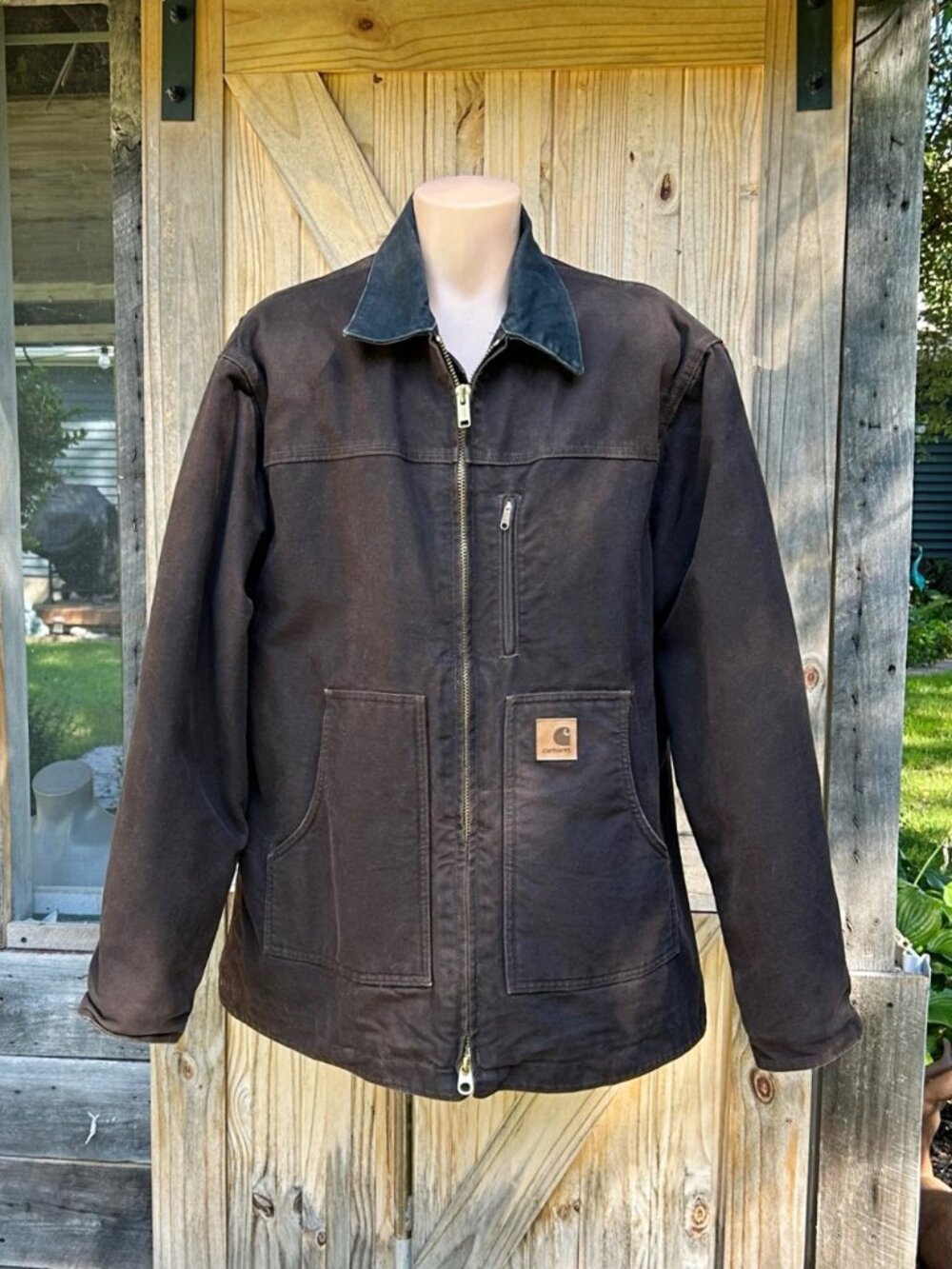Vintage Carhartt Brown Sandstone Ridge Sherpa Lined Duck Chore Jacket Coat~XL~